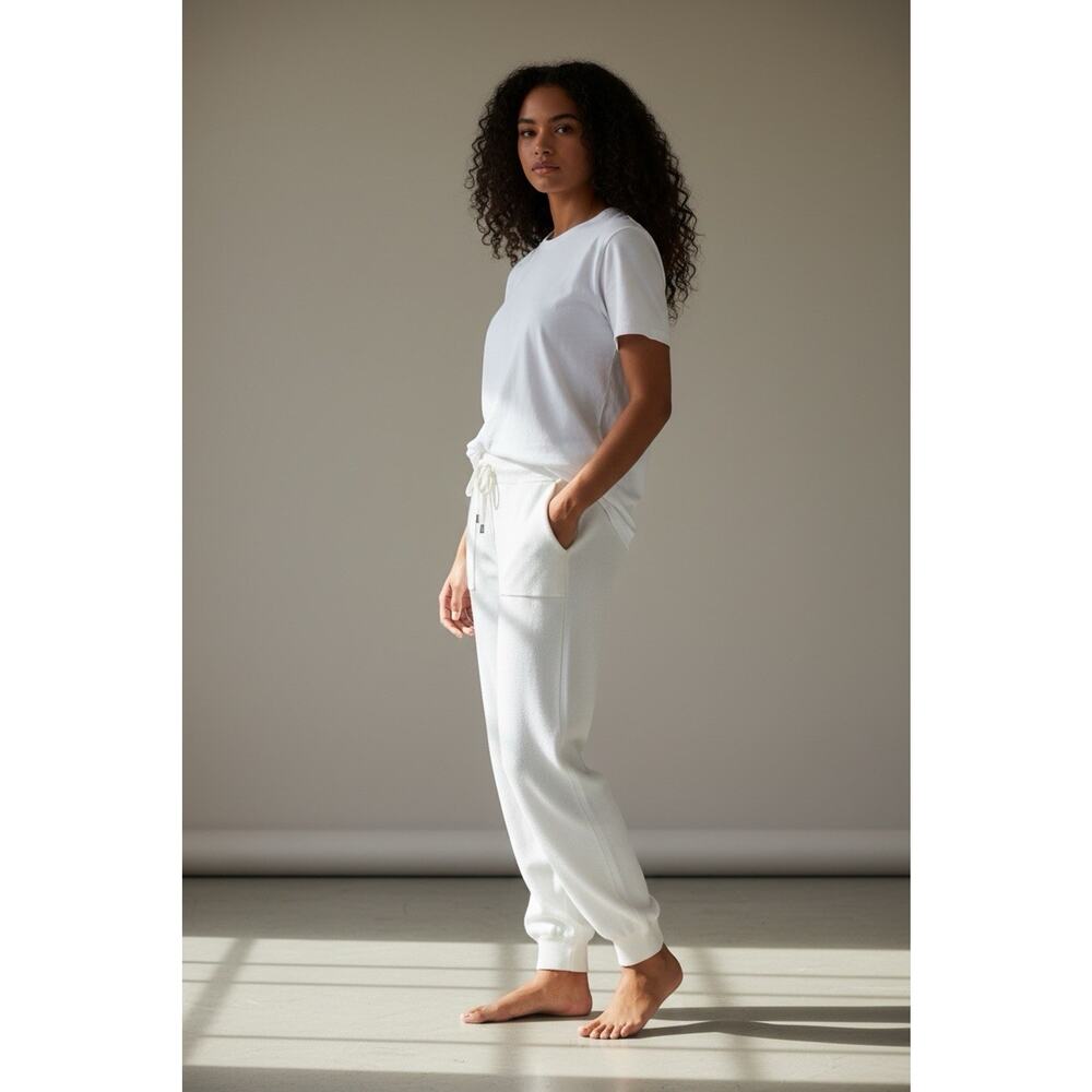 New Chico's Zenergy Cashmere Blend Knit Jogger Pants Ecru White Size 1 US M